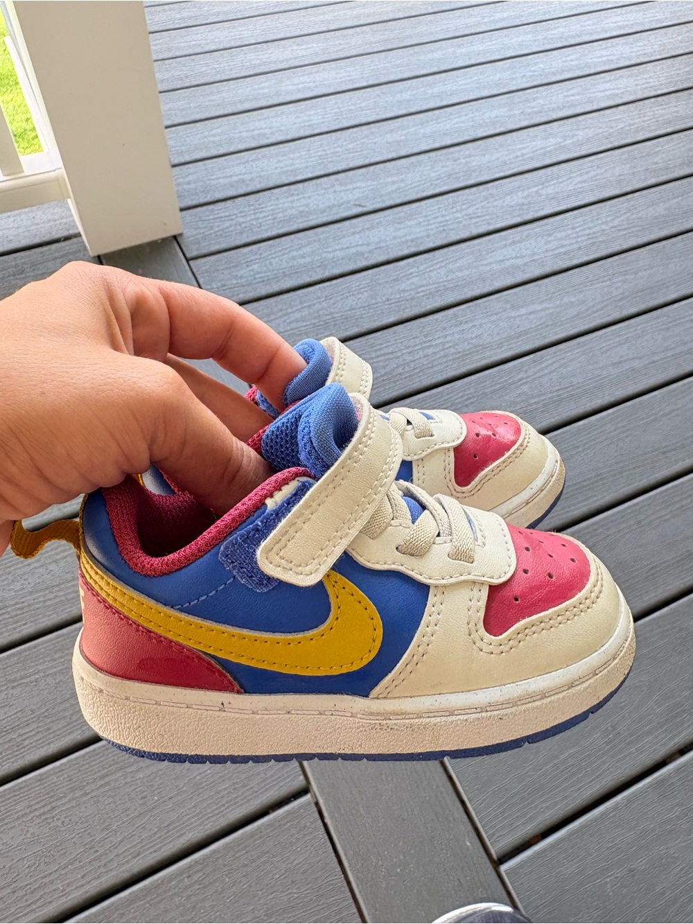 Nike Kids Blue, Pink and Yellow Hook-and-Loop Sneakers